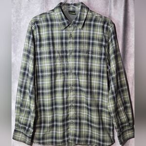 Koppen Green Plaid Long Sleeve Button Down Shirt Medium Gorpcore Pockets Zipper
